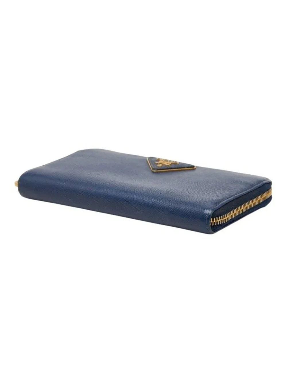 Prada Zip Around Wallet Navy Saffiano Leather